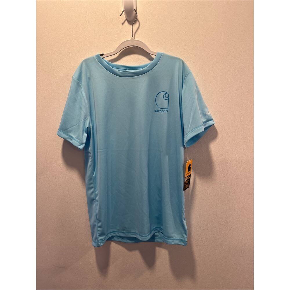 NWT Boy's M 10-12Youth Carhartt Force Sun Defender SS Swim Sun Shirt Blue